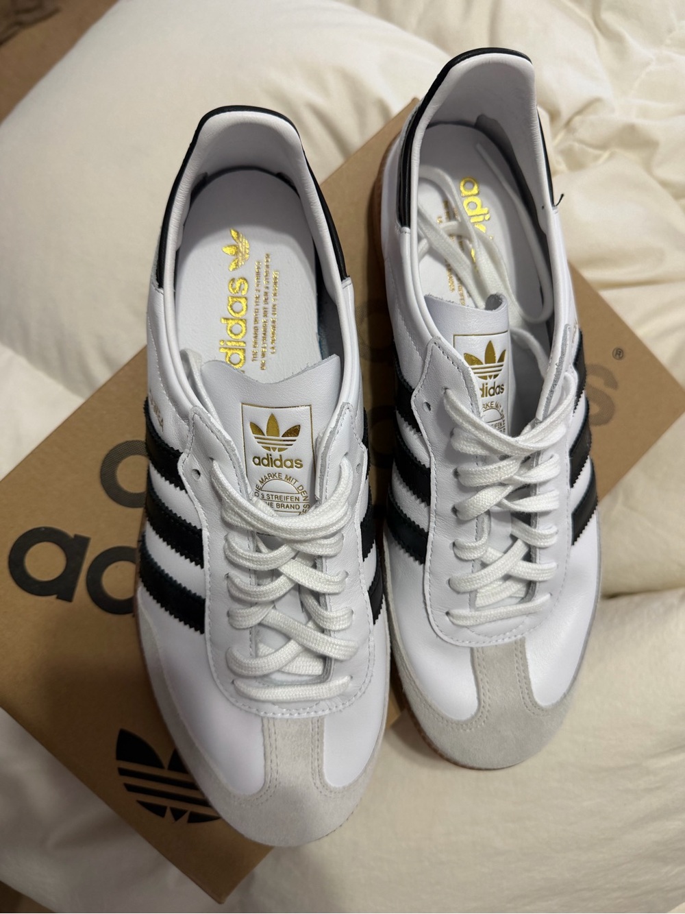 Adidas Samba Decon White and Black Samba Sneakers with Gum Sole - Picture 3 of 8